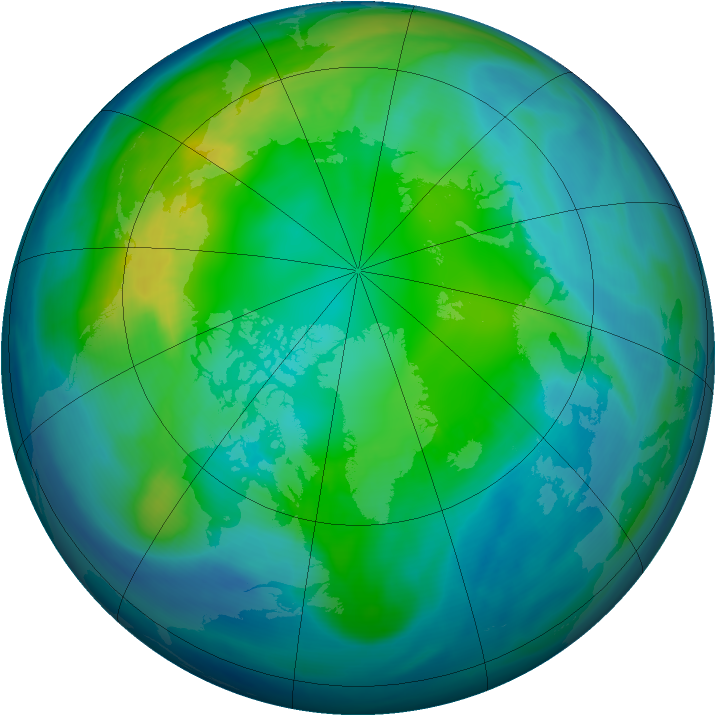 Arctic ozone map for 31 October 2007